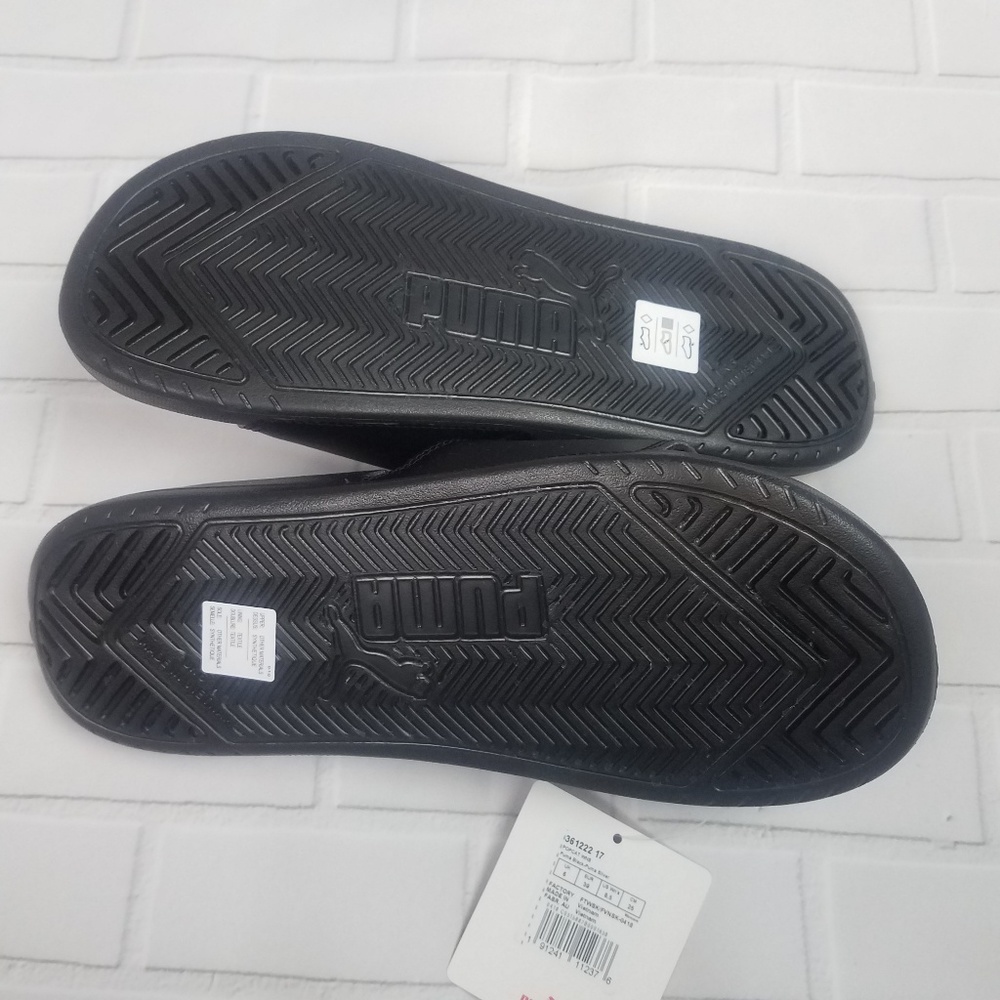 PUMA SLIDES  black silver New - Picture 7 of 8